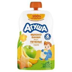 Агуша Детское пюре Яблоко-Банан-Печенье 90г