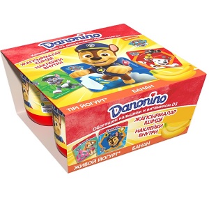 Йогурт Danonino (Растишка) банан 3% 4 шт по 100 г