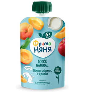 ФрутоНяня Детское пюре яблоко, абрикос, сливки 90г, с 6мес